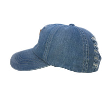 Load image into Gallery viewer, Light Blue distressed V Hat
