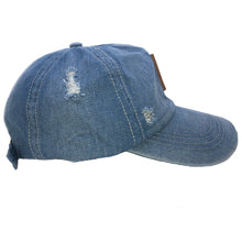 Load image into Gallery viewer, Light Blue distressed V Hat
