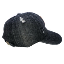 Load image into Gallery viewer, Black Distressed V Hat
