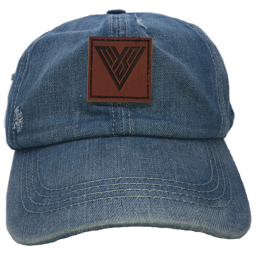 Light Blue distressed V Hat