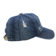 Load image into Gallery viewer, Dark blue distressed V Hat
