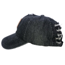 Load image into Gallery viewer, Black Distressed V Hat
