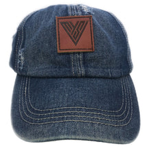 Load image into Gallery viewer, Dark blue distressed V Hat
