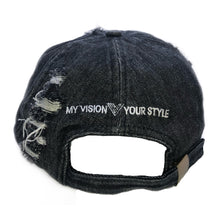 Load image into Gallery viewer, Black Distressed V Hat
